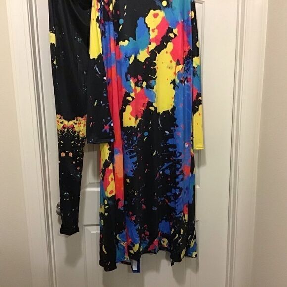 Plus Sz Printed Tank Top+Long Cloak+Pants 3pc Set - Picture 10 of 13